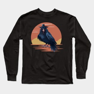 The Crow-Retro Sunset Halloween Long Sleeve T-Shirt